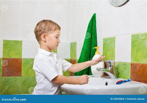 Boy Washes With Hand Soap Stock Photo Image Of Sanitary 23039864