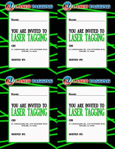 Free Printable Laser Tag Party Invitations