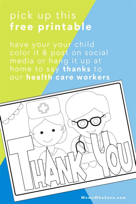 Coloring Thank You Card Printable Template Healthcare Workers Doctors