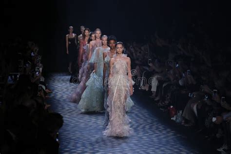 Models Walk The Runway Finale At The Marchesa Fashion Show Editorial Image Image Of Ruffled