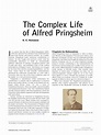 (PDF) The Complex Life of Alfred Pringsheim