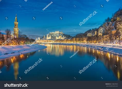 Beautiful View Historic City Salzburg Salzach Stock Fotografie