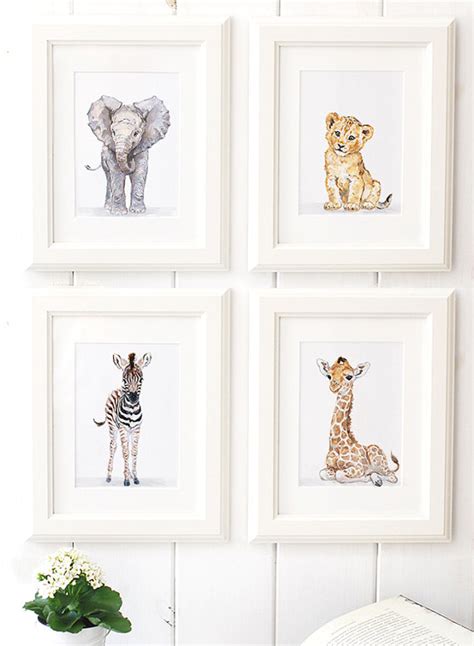 Safari Nursery Print Set Of 4 African Baby Animal Printsgiclee Baby