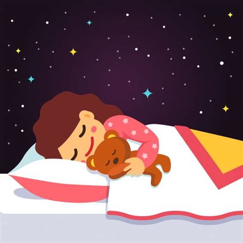 Cute Sleeping And Dreaming Girl With Teddy Bear Eps Vector Uidownload