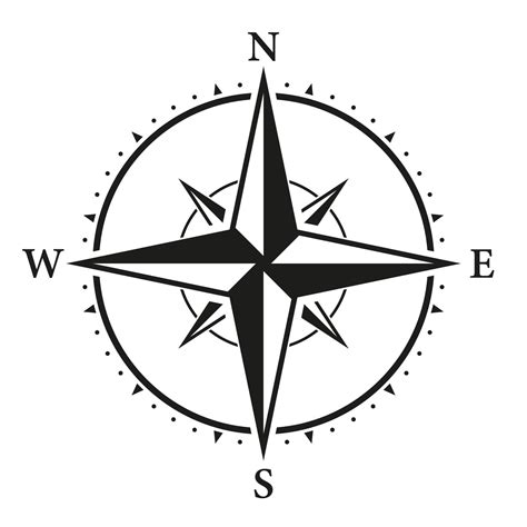 Compass Map Silhouette Icon Rose Wind Navigation Retro Equipment Glyph