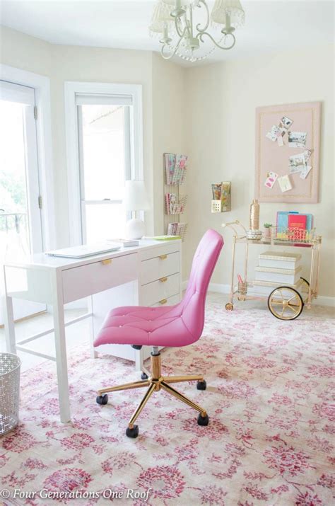 Sophisticated Adult Pink Gold Glamorous Workspace Four Generations