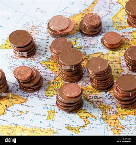 Map Of Europe With Coins Stock Photo Alamy
