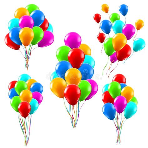 Colourful Realistic Balloons Glossy Green Red And Blue Helium