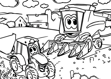 Kombajn Traktor Combine Kolorowanki Druku Kolorowanka Dzieci Backhoe