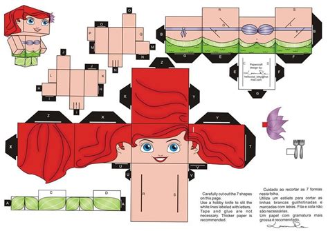 Papercraft Ariel By Louise Rosa Caixas Fofas Brinquedos De Papel Bonecas De Papel Da Disney
