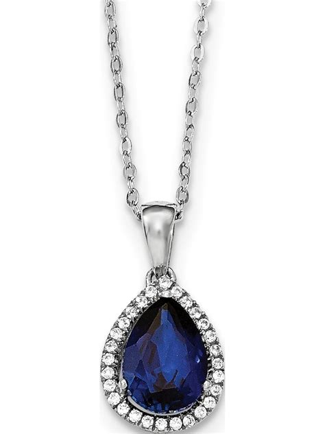 925 Sterling Silver Rhodium Created Sapphire And Cz Necklace Walmart Canada