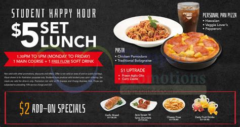 Please enter a valid postcode. Pizza Hut $5 Set Lunch Student Happy Hour Dine-in ...