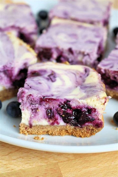 The Best Blueberry Swirl Cheesecake Bars Recipe In Cheesecake