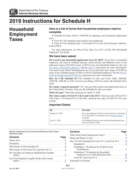 Download Instructions For Irs Form 1040 1040 Sr Schedule H Household