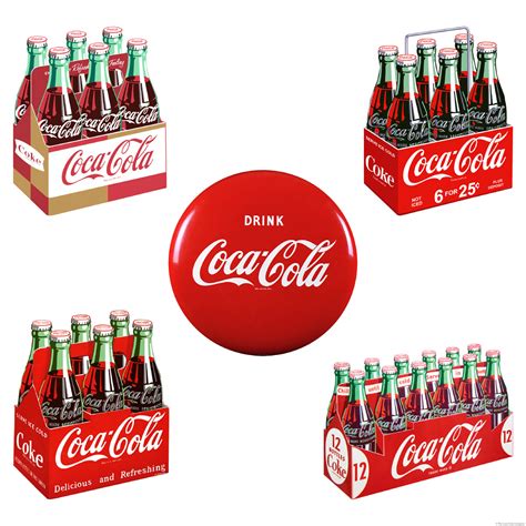 Drink Coca Cola 6 Packs Drink Coke Button Wall Decal Set Of 5