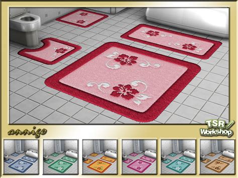 The Sims Resource Bath Rugs Hibiscus Set By Annigo • Sims 4 Downloads