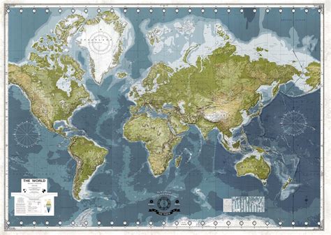 Very Detailed Large World Map Huge Map Of The World 4x7 To Etsy