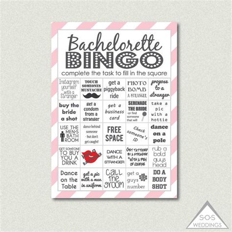 Pink Bachelorette Bingo Cards Fun Game For Bridal Showers And Parties