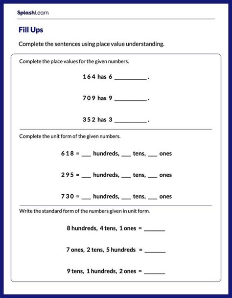 Place Value Worksheet For 2nd Graders