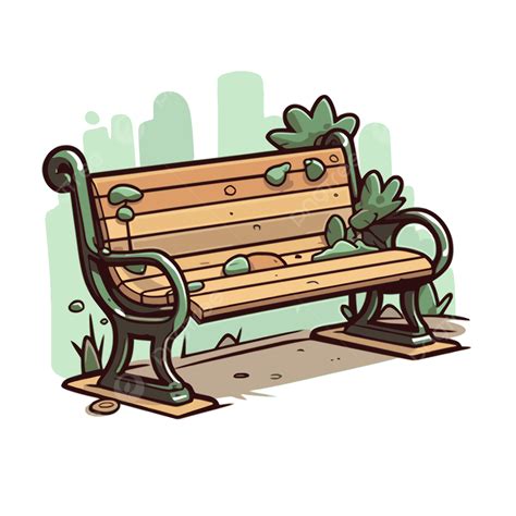 Cartoon Bench With Planter Inside A City Park Clipart Vector Bench