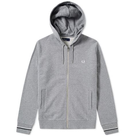 fred perry loopback zip hoody steel marl end