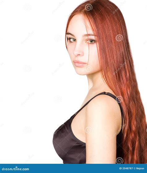 Beautiful Young Girl With Red Hair And Green Eyes Stock Image Image