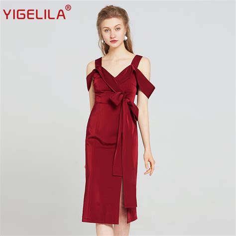 Buy Yigelila Fashion Women Red V Neck Party Dress