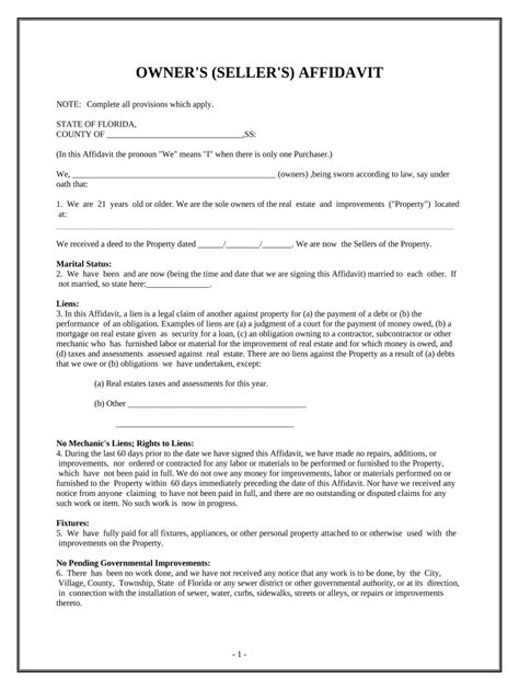 Florida Affidavit PDF Form Fill Out And Sign Printable PDF Template