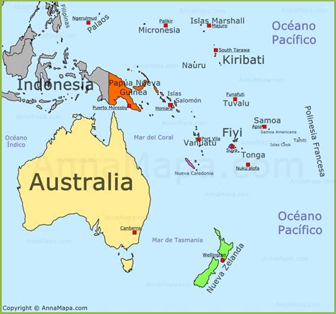 Mapa Politico De Oceania