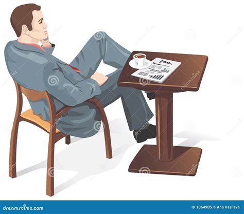 Businessman In A Cafe Vector Stock Vector Illustration Of Relax