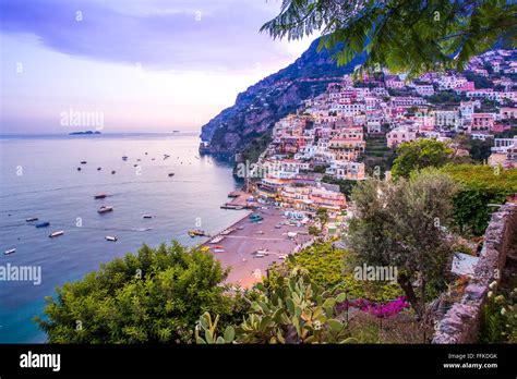 Positano Sunset Amalfi Coast Italy Hi Res Stock Photography And Images