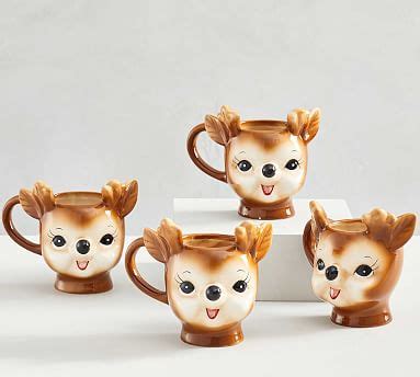 I wanted something study but pretty. Cheeky Reindeer Figural Coffee Mug | Pottery Barn
