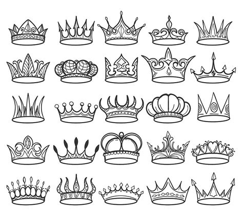 Hand Drawn Doodle Crown Set By Olena1983 Thehungryjpeg