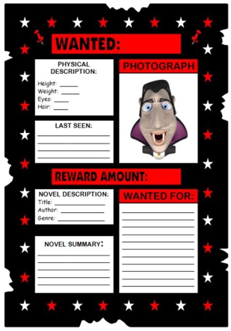 Wanted Poster Book Report Project Templates Worksheets