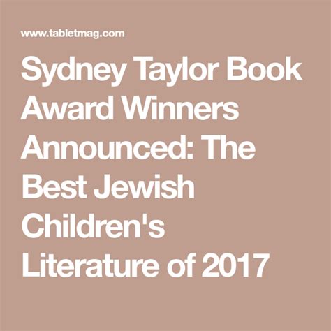 Sydney Taylor Book Award Winners Announced The Best Jewish Childrens