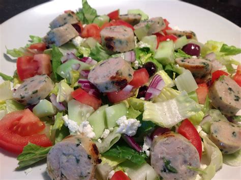 Dawn S Recipes Greek Salad With Spinach And Feta Chicken Sausage