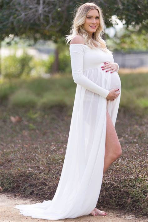 pinkblush ivory off shoulder open maternity photoshoot gown dress photoshoot dress maternity