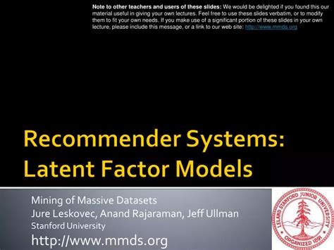Ppt Recommender Systems Latent Factor Models Powerpoint Presentation Id