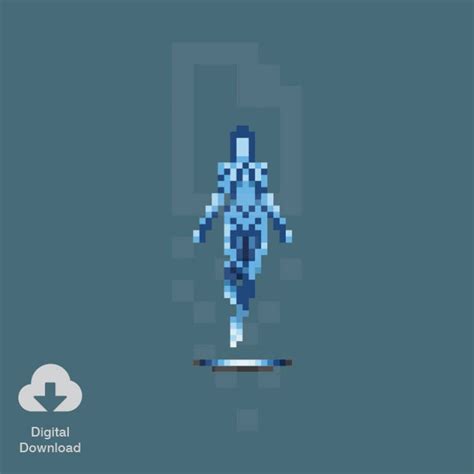 8 Bit Cortana Halo Pixel Art Retro Prints Illustration Art Digital