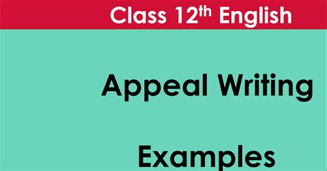 Appeal Writing Examples Class 12 Hsc Maharashtra Board Englisly