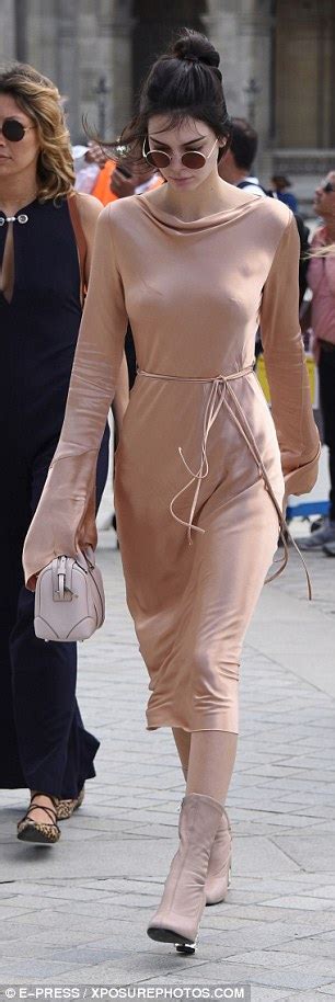 Braless Kendall Jenner Shows Off Her Nipple Piercing In A Pink Satin