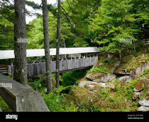 Sentinel Pine Covered Bridge Over Gorge Franconia Notch State Park