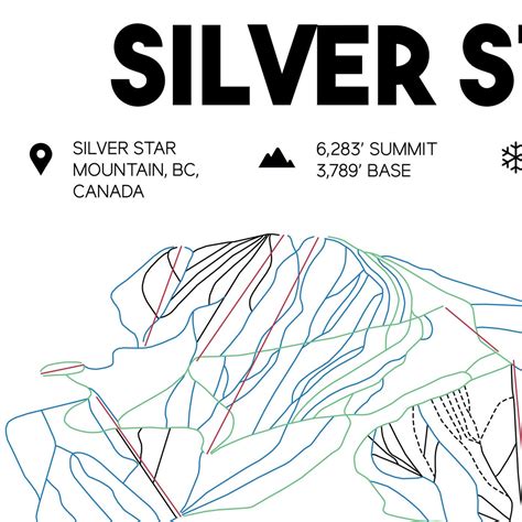 Silver Star Mountain Bc Ski Resort Map Silver Star British Etsy