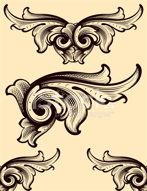 Engraving Swirls Scrollwork Stock Vector