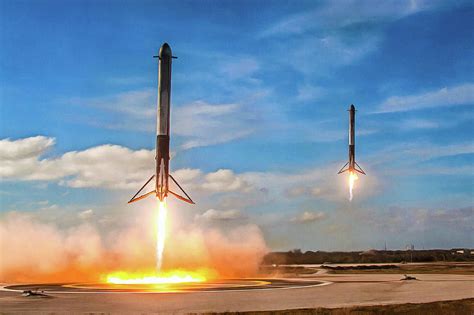 Spacex Falcon Heavy Booster Landing Photograph By Spacex Pixels