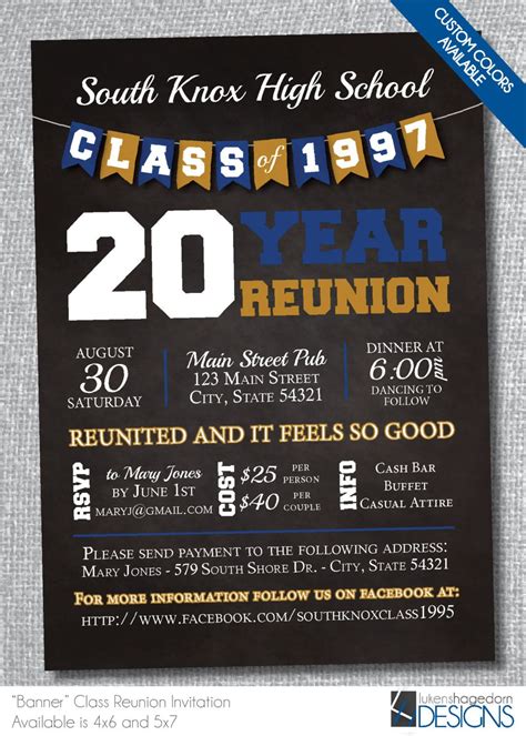 Chalkboard Banner Class Reunion Invitation Digital File Only