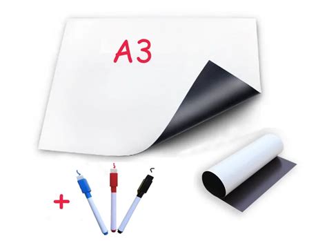 A3 Magnetic Whiteboard Fridge With 3 Marker Vinyl White Board Dry Erase