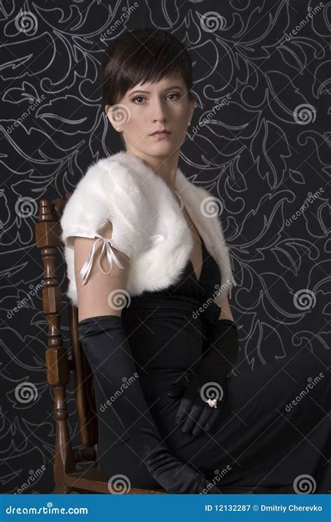 Portrait Of Aristocratic Lady In An Evening Dress Royalty Free Stock