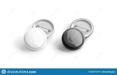 Blank Black And White Round Badge Stack Mockup Front View Stock