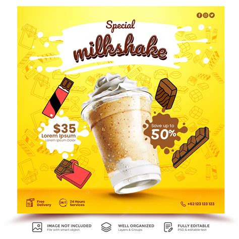 Premium Psd Chocolate Milkshake Drink Menu Social Media Instagram